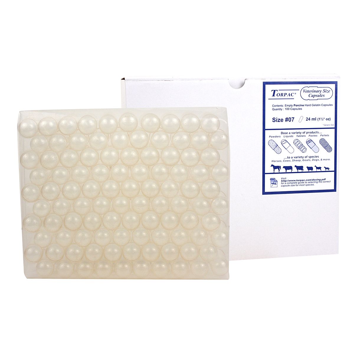 Gelatin Capsules Size 7 1.5oz 100ct Heritage Animal Health