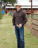 Cinch Men's Classic Fit Long Sleeve Solid Brown Shirt : XXXL