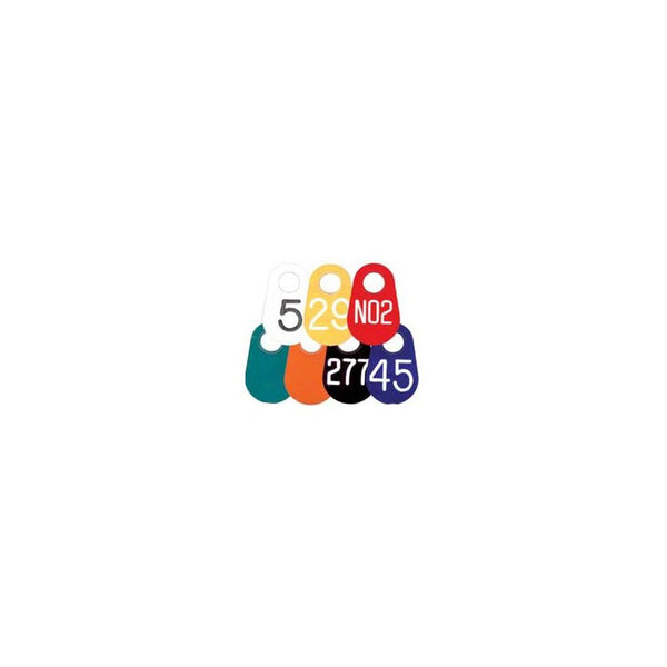 Bock's Pear Neck Tags - Numbered (1-3 Digits) : Teal w/ White Lettering