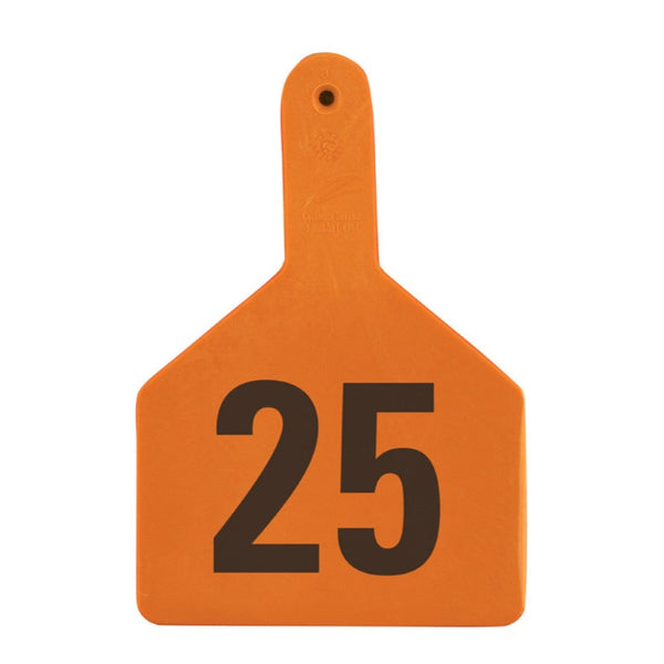 Z Tag Orange No Snag Cow ID Tag - Numbered 1 - 25: Pack of 25