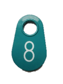 Bock's Pear Neck Tags - Numbered (1-3 Digits) : Teal w/ White Lettering