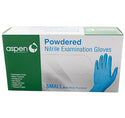 Aspen Nitrile Blue 5ml Small  Powdered Exam Gloves : 100ct