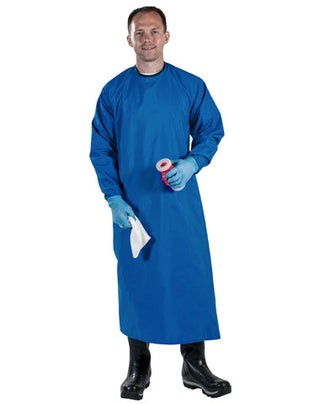 Udder Tech Plain Waterproof Blue Sleeved Apron  :XL