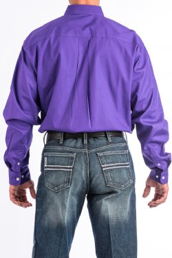 Cinch Men's Classic Fit Long Sleeve Solid Purple Shirt : Large