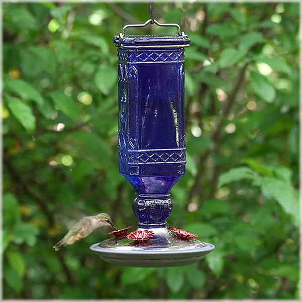 Perky Pet Hummingbird Antique Blue Glass Feeder: 16oz