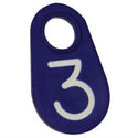 Bock's Pear Neck Tags - Numbered (1-3 Digits) : Blue w/ White Lettering