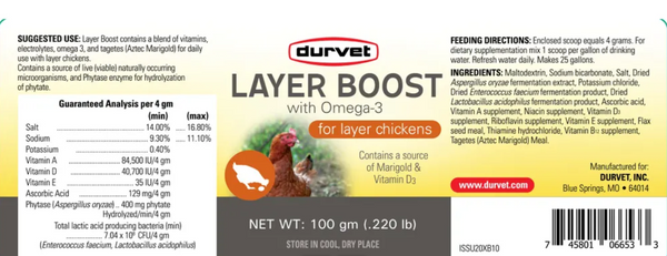 Durvet Poultry Layer Boost with Omega 3 Jar : 100gm