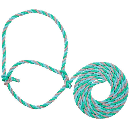 Rope Cattle Halter : Green with Blue & Gray Strands