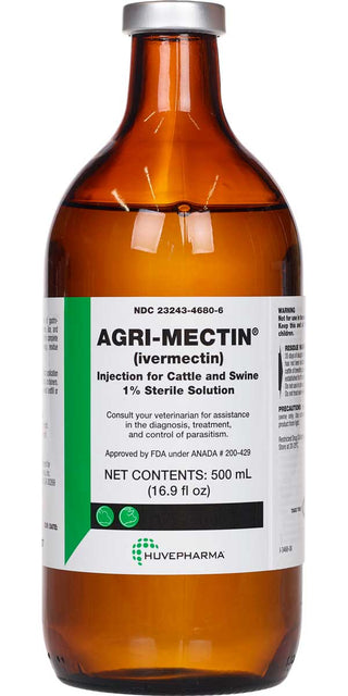 Agri-mectin (Ivermectin) Injectable for Cattle and Swine : 500ml