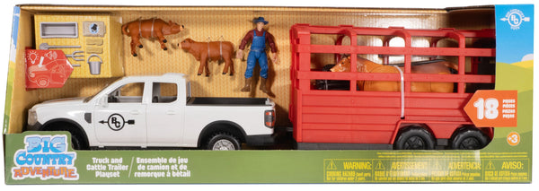 Big Country Toys Truck & Cattle Trailer Set : 18 PC