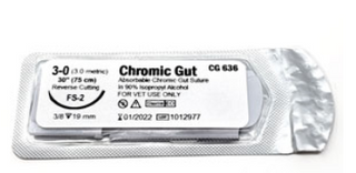 Natural Chromic Gut 30" Absorbable Suture #3-0: 12ct
