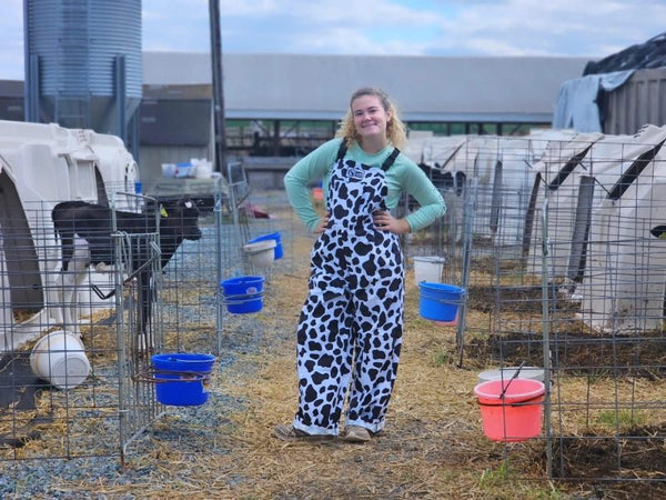 4-D Ag Adult Cow Print Bibbed Overalls : Small