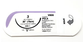 Securosorb Absorbable Suture #3  (V808) 1/2 Circle 30