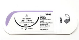 Securosorb Absorbable Suture #3  (V808) 1/2 Circle 30