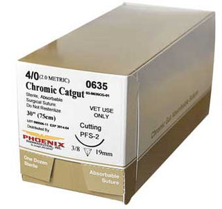 Phoenix Chromic Catgut Absorbable Suture #2-0 3/8 Circle 30 in Reverse Cutting : 12ct