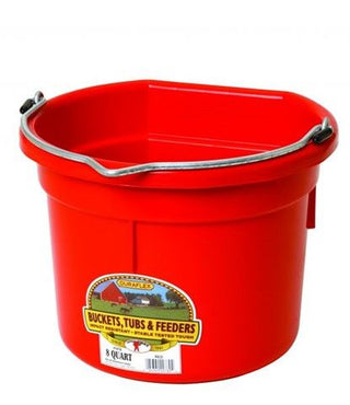 Flat Back Red  Plastic Bucket : 8qt