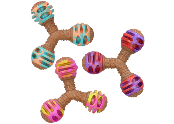Giggle Chew Triple Dumbbell Assorted : 6.4 inches