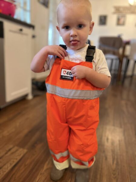 4-D Ag Kids HIVIS Bibbed Overalls Orange with Reflectors: Size 4-6 Y