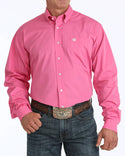 Cinch Men's Classic Fit Long Sleeve Solid Pink Shirt : Large