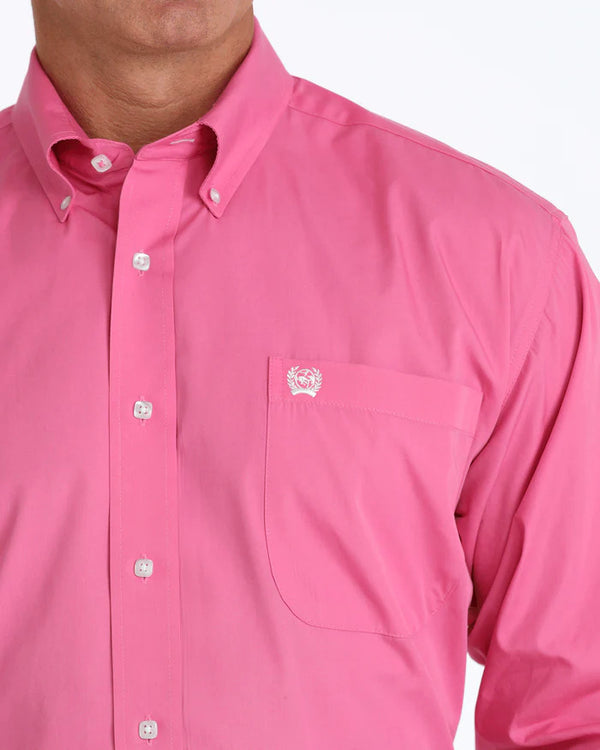 Cinch Men's Classic Fit Long Sleeve Solid Pink Shirt : XXL