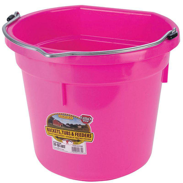 Bucket Plastic Flat Back Hot Pink P20FB : 20qt