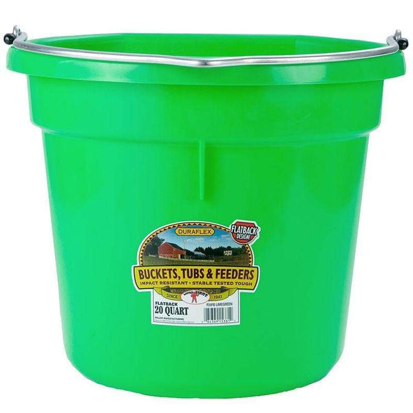 Bucket Plastic Flat Back Lime Green P20FB : 20qt