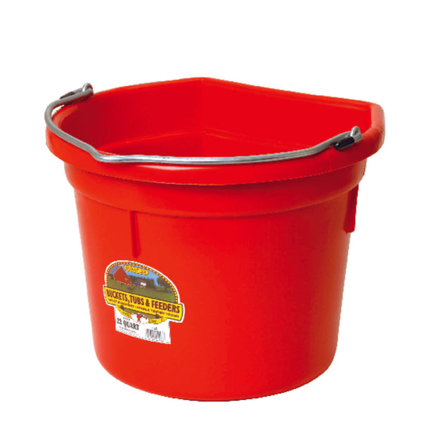 Bucket Plastic Flat Back Red: 22qt