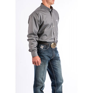 Cinch Men's Classic Fit Long Sleeve Solid Gray Shirt : Medium