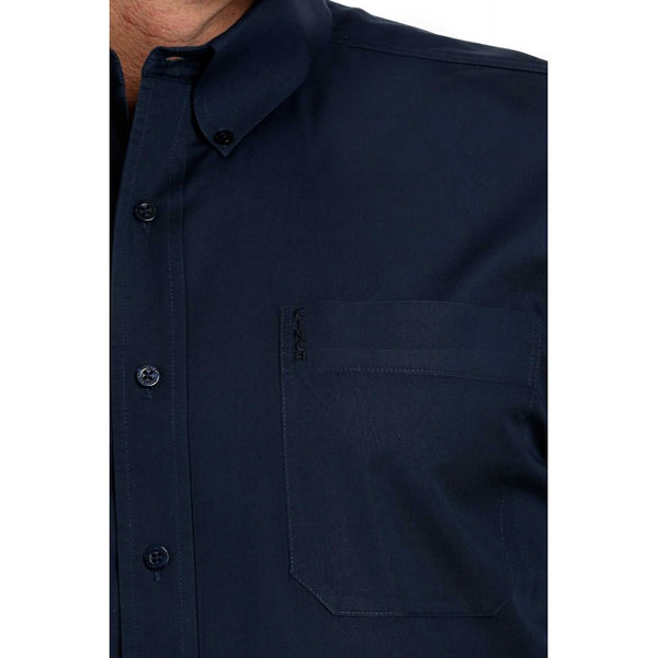 Cinch Men's Modern Fit Long Sleeve Solid Navy Shirt : Large