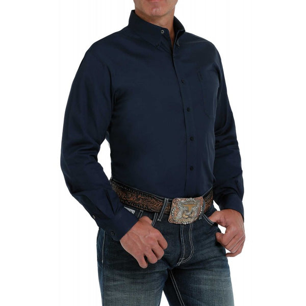 Cinch Men's Modern Fit Long Sleeve Solid Navy Shirt : XLarge