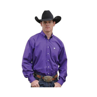 Cinch Men's Classic Fit Long Sleeve Solid Purple Shirt : Medium