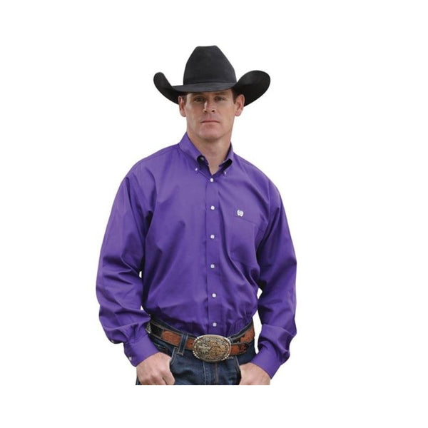 Cinch Men's Classic Fit Long Sleeve Solid Purple Shirt : Small