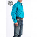 Cinch Men's Classic Fit Long Sleeve Solid Teal Blue Shirt : Large