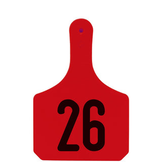 Y-Tex Red Y-Tag Cow Laser Numbered 26-50: Pack of 25