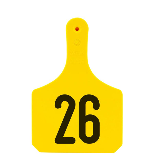 Y-Tex Yellow Y-Tag Cow Laser Numbered 26-50: Pack of 25