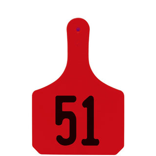 Y-Tex Red Y-Tag Cow Laser Numbered 51-75: Pack of 25