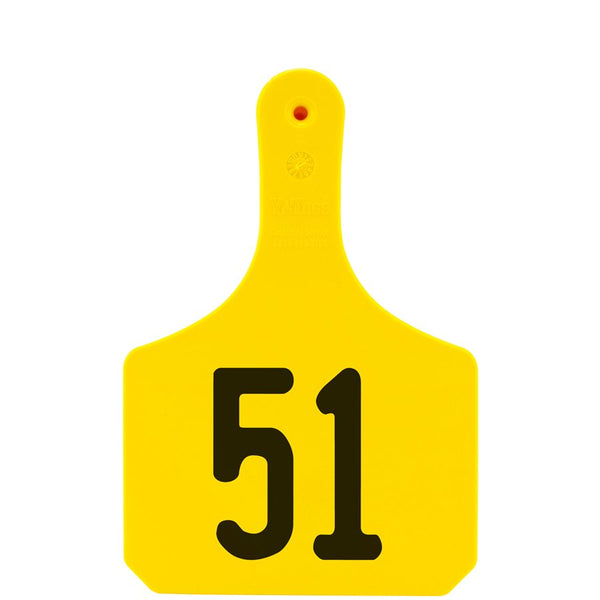 Y-Tex Yellow Y-Tag Cow Laser Numbered 51-75: Pack of 25