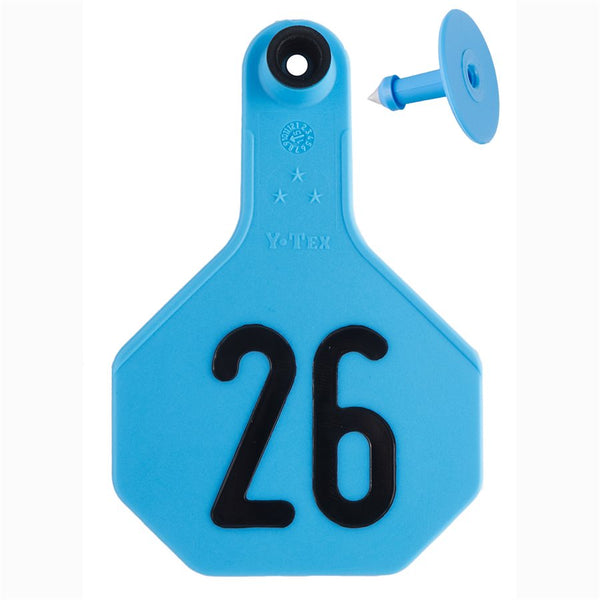 Y-Tex Blue All American 3 Star Tags Medium Numbered 26-50: Pack of 25