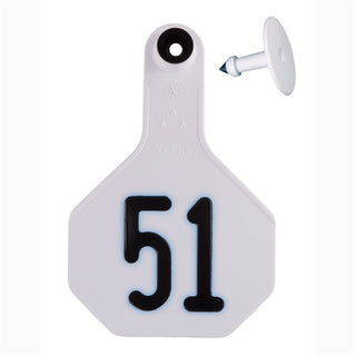 Y-Tex White All American 3 Star Tags Medium Numbered 51-75 : Pack of 25