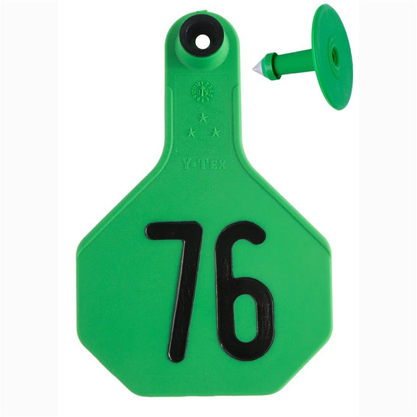 Y-Tex Green All American 3 Star Tags Medium Numbered 76-100: Pack of 25