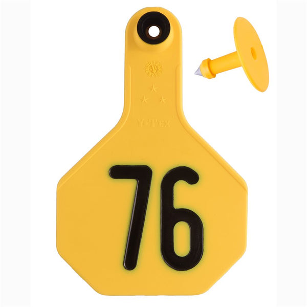 Y-Tex Yellow All American 3 Star Tags Medium Numbered 76-100: Pack of 25