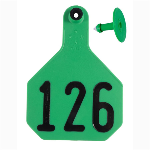 Y-Tex Green All American 4 Star Tags Large Numbered 126-150: Pack of 25