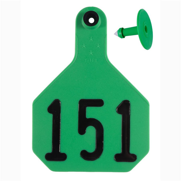 Y-Tex Green All American 4 Star Tags Large Numbered 151-175: Pack of 25