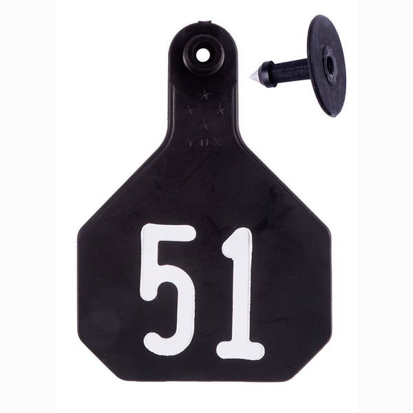 Y-Tex Black All American 4 Star Tags Large Numbered 51-75: Pack of 25