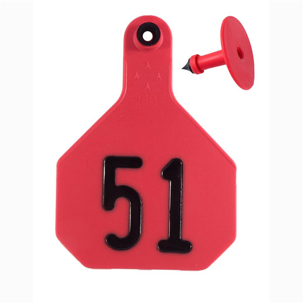 Y-Tex Red All American 4 Star Tags Large Numbered 51-75: Pack of 25