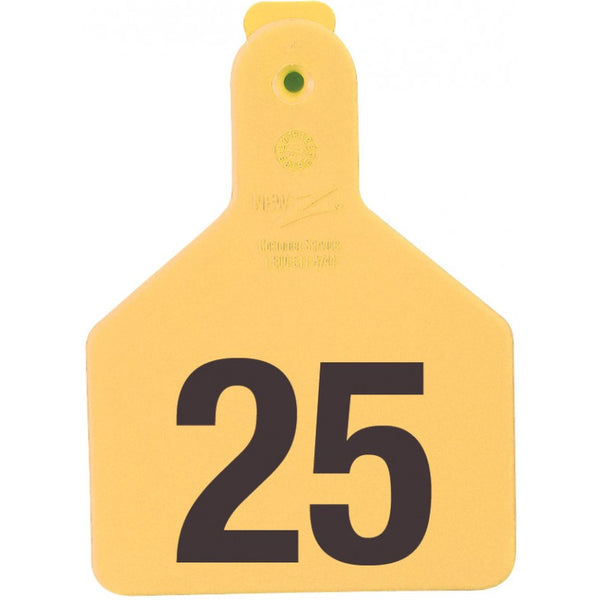 Z Tag Yellow No Snag Calf ID Tag - Numbered 1 - 25 : Pack of 25