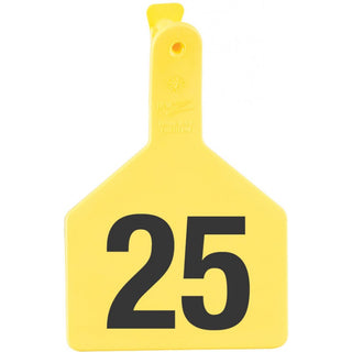 Z Tag Yellow No Snag Cow ID Tag - Numbered 101 - 125: Pack of 25