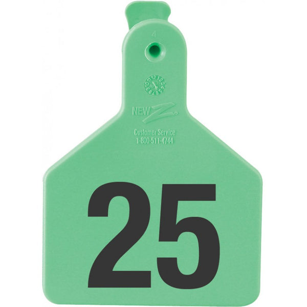 Z Tag Green No Snag Calf ID Tag - Numbered 101 - 125 : Pack of 25