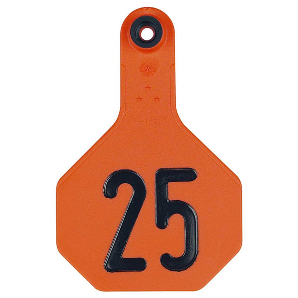 Y-Tex Orange All American 3 Star Tags Medium Numbered 26-50: Pack of 25