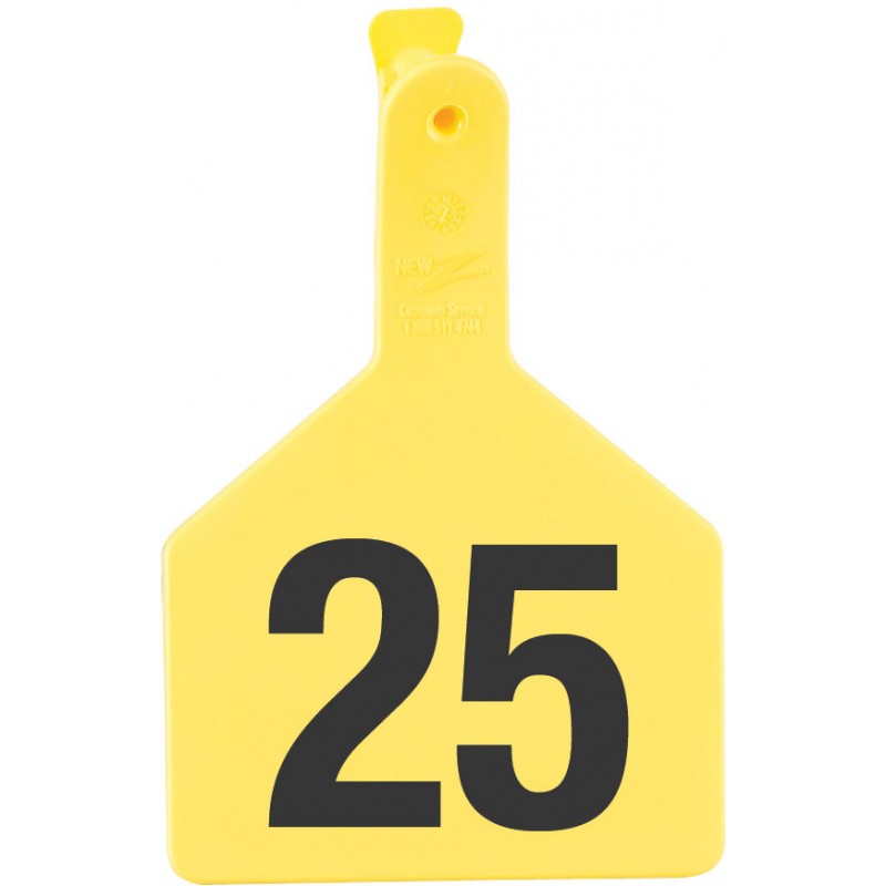 Z Tag Yellow No Snag Cow ID Numbered Tags 126 - 150 : Pack of 25 ...